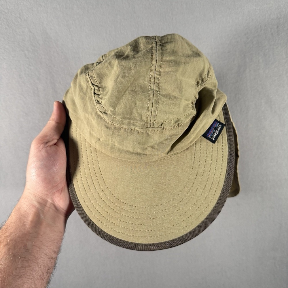 Vintage Patagonia Spoonbill Bimini Hat Cap Neck Flap Khaki Beige SMALL USA